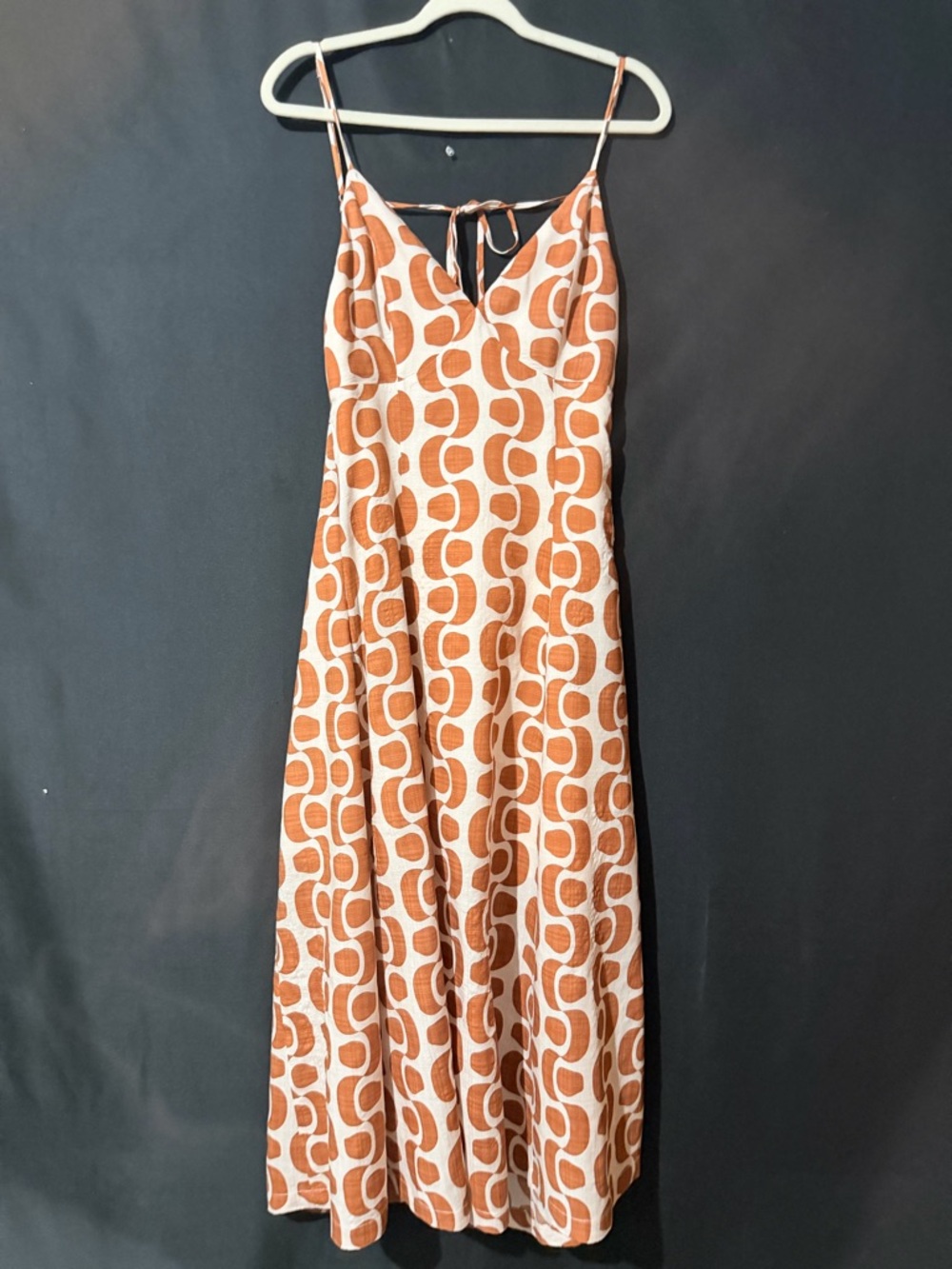 ILLA ILLA Cream and Brown Geometric Maxi Dress